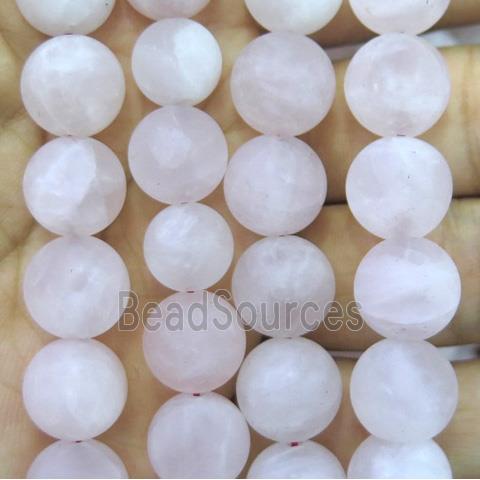 matte rose quartz beads, round
