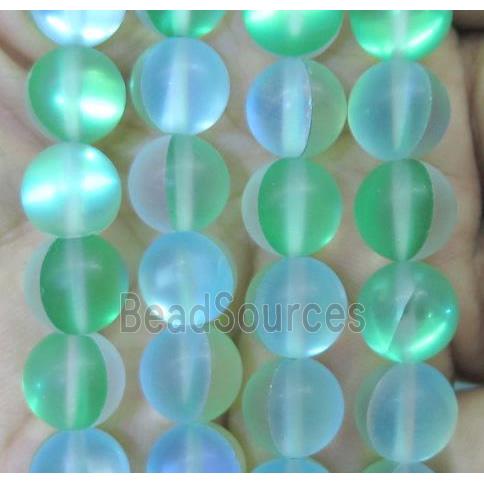 round purple synthetic Aura Quartz Glass Beads, matte