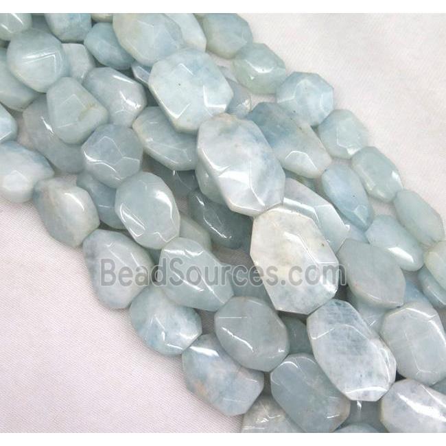 Aquamarine bead, faceted freeform