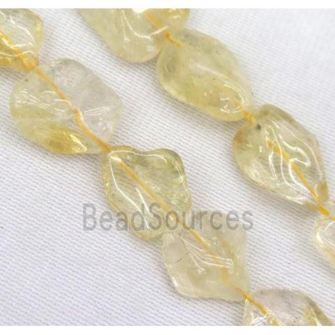 citrine bead, freeform, yellow