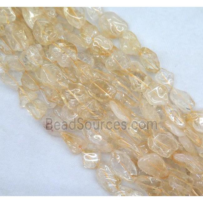 citrine bead, freeform, yellow