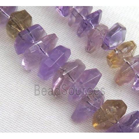 Ametrine beads, faceted freeform, purple