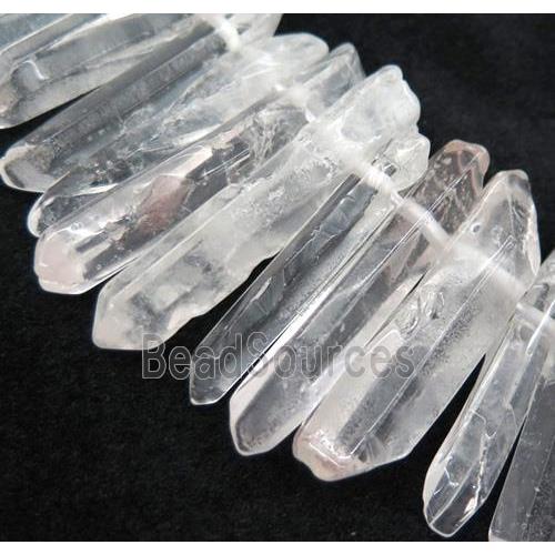 Clear Crystal Quartz stick collar beads, polished, top drilled