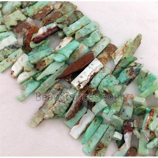 green Australian Chrysoprase collar beads, stick