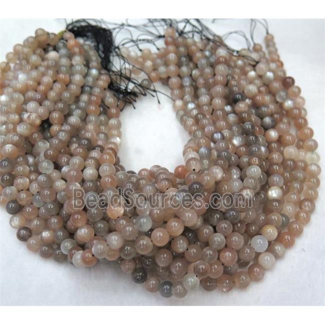 Smooth Round Grey Moonstone Beads B Grade