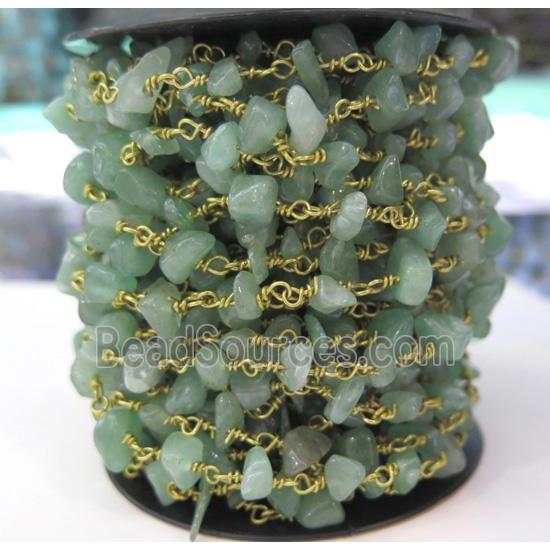 green aventurine bead chip rosary chain