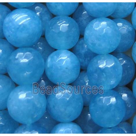 blue sponge quartz bead, faceted round