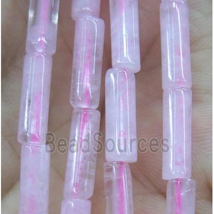 Rose Quartz tube beads, pink