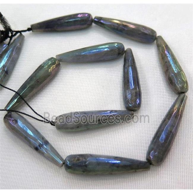 Labradorite bead, faceted teardrop, AB color