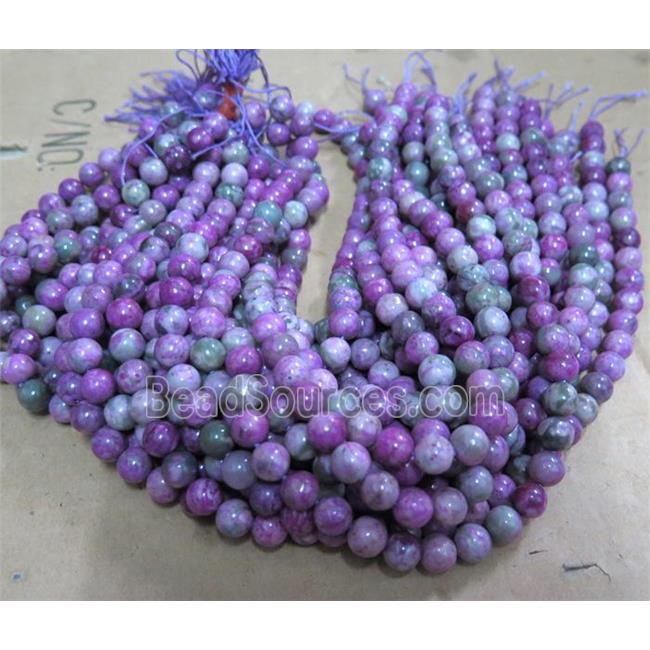 round Sugilite bead, purple dye