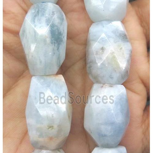 Aquamarine bead, faceted freeform