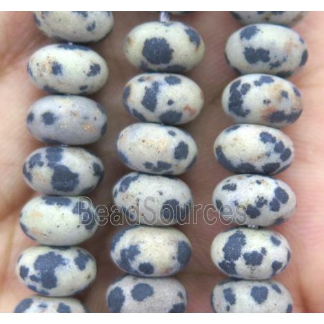 matte spotted dalmatian jasper beads, rondelle