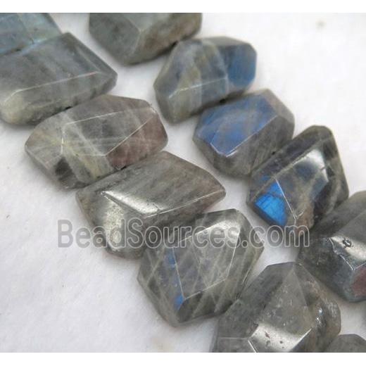 Labradorite nugget bead, faceted freeform