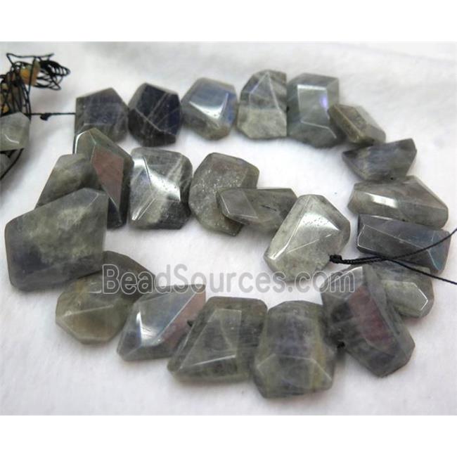 Labradorite nugget bead, faceted freeform