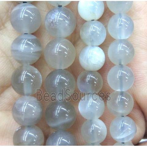 grey Moonstone Beads, round, A grade