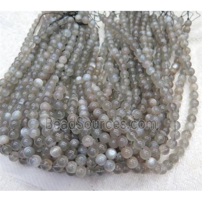 grey Moonstone Beads, round, A grade