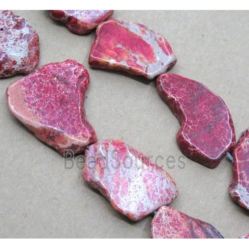 Sea Sediment Jasper bead, slice, freeform, red