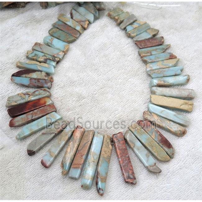 snakeskin jasper bead, stick, freeform