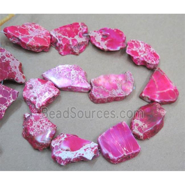 Sea Sediment Jasper bead, slice, freeform, hotpink