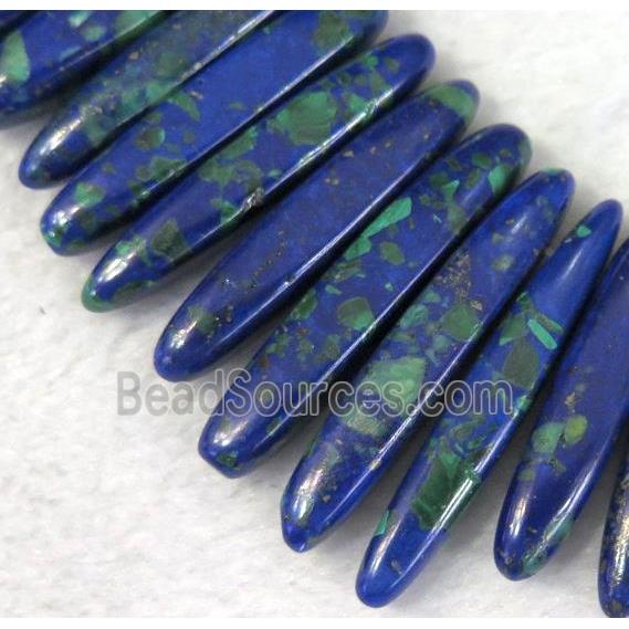 Azurite Beads for necklace, stick, blue