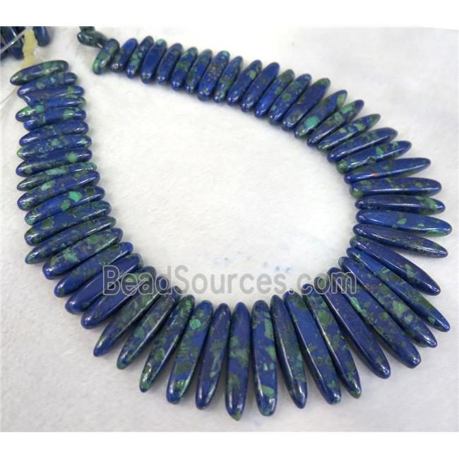 Azurite Beads for necklace, stick, blue