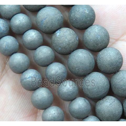 natural round matte Pyrite Beads