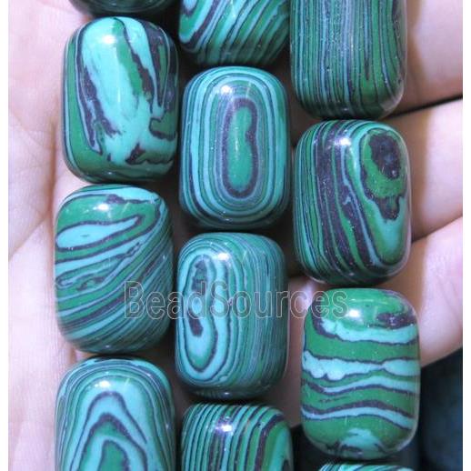 Synthetic Malachite Beads Green Barrel