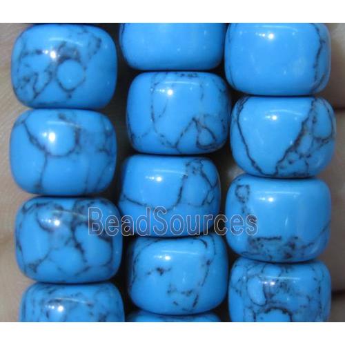 Blue Synthetic Turquoise Beads Barrel