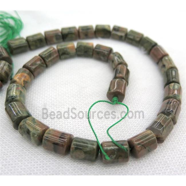 Rhyolite beads, 3faces tube