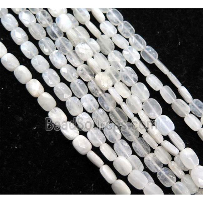 white MoonStone bead, faceted rectangle