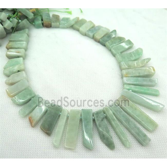 Burma Chalcedony stick collar bead, green