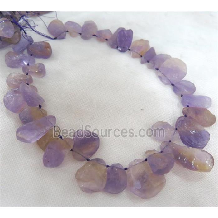 Ametrine chip bead, freeform, purple