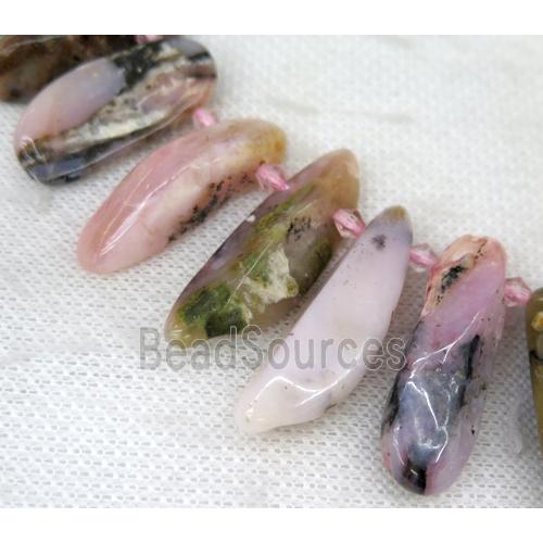 pink opal jasper collar bead, freeform, top drilled