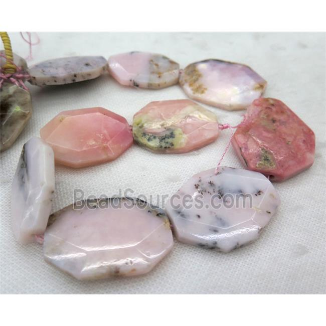 pink opal jasper slice beads, faceted freeform