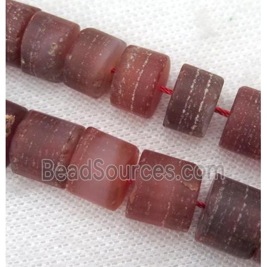 matte red Carnelian agate bead, heishi