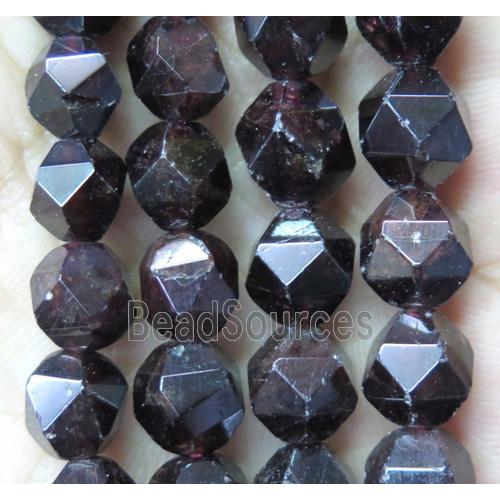 natural Garnet beads cut round darkred