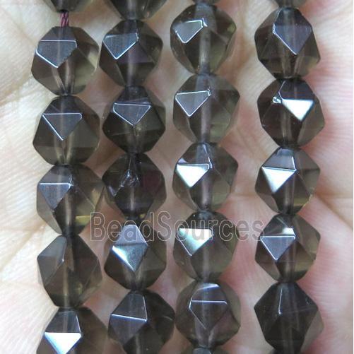 Smoky Quartz beads cut round