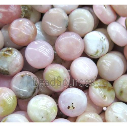 Pink Opal Stone Beads, flat-round