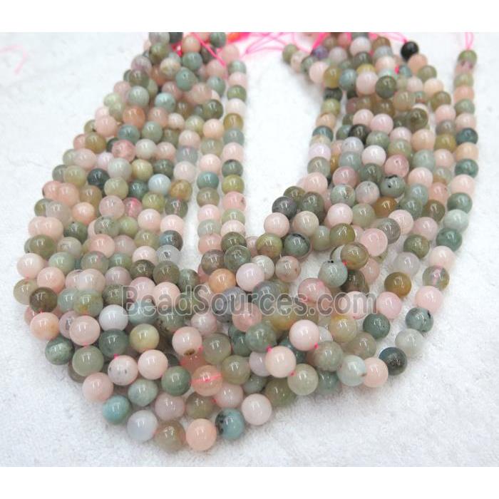 Morganite beads, round, A grade