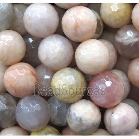 faceted round SunStone beads, pink