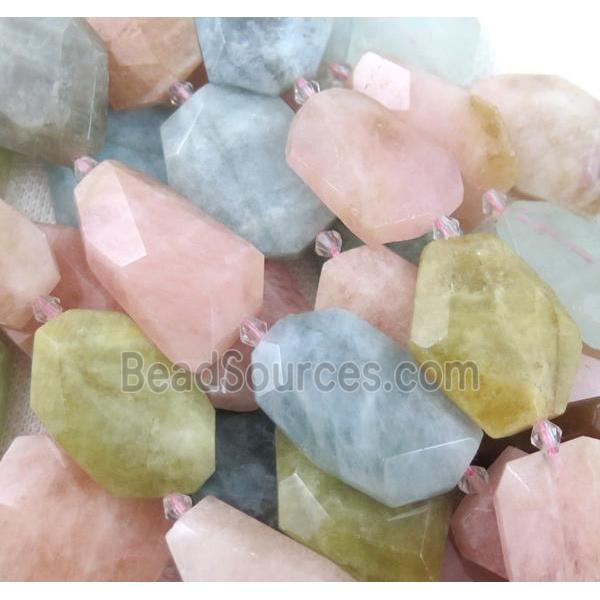 Morganite beryl beads, pink, freeform