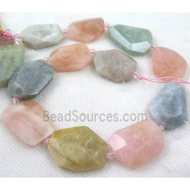 Morganite beryl beads, pink, freeform