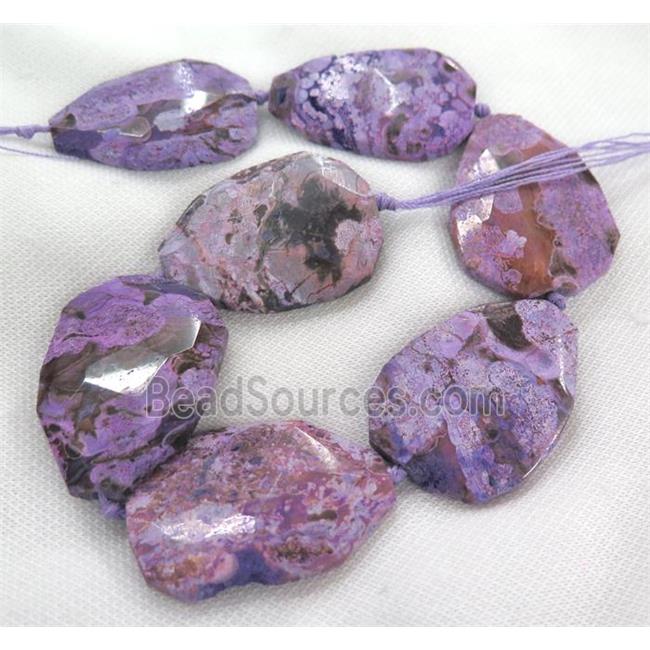 purple Ocean Jasper bead, faceted freeform