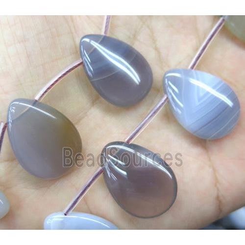 natural Botswana Agate beads, teardrop, grey