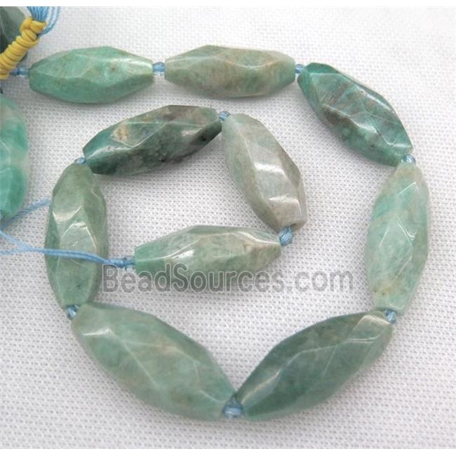 green Amazonite beads, faceted rice