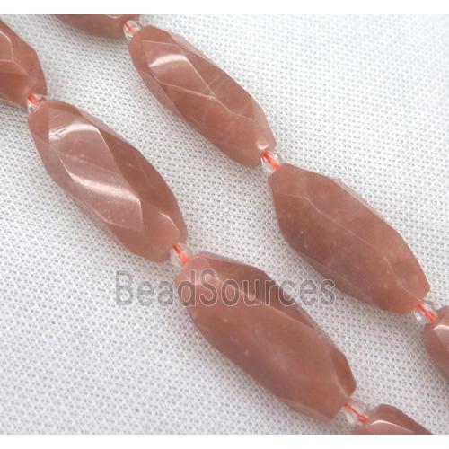 faceted Sunstone rice bead, pink