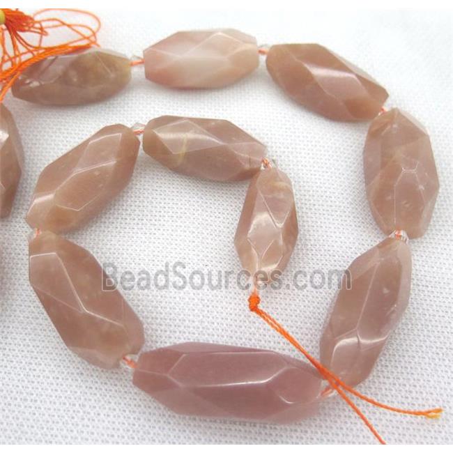 faceted Sunstone rice bead, pink