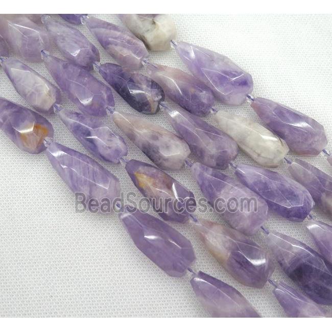 purple Chalcedony beads, faceted teardrop