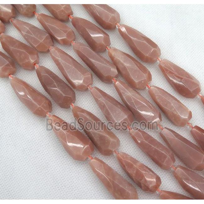 pink SunStone bead, faceted teardrop