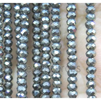 tiny pyrite seed beads, faceted rondelle, A grade